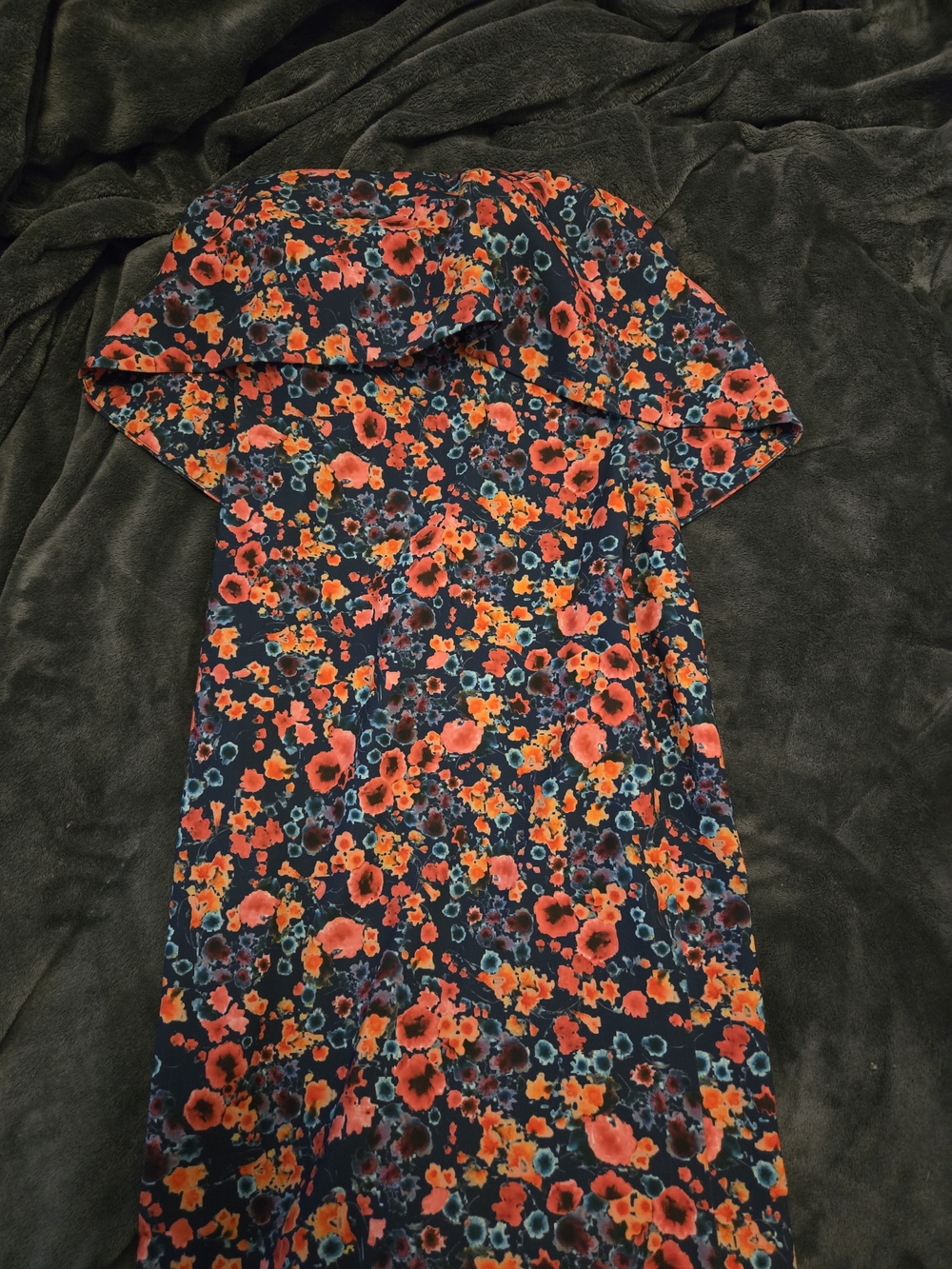 Badgley Mischka Navy Floral Off-Shoulder Dress